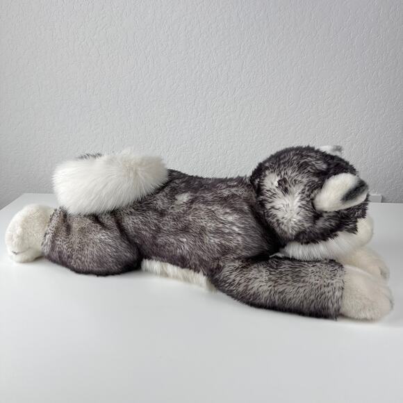 Vintage Aurora Super Flopsies Mush 28" Husky Dog Gray Plush Blue Eyes 2008 Jumbo - Picture 5 of 13